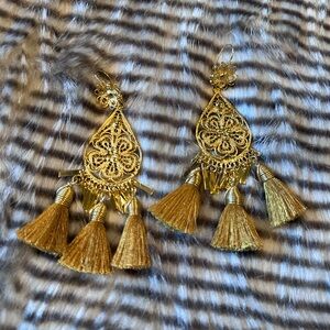 Elegant Gold Tassel Earrings